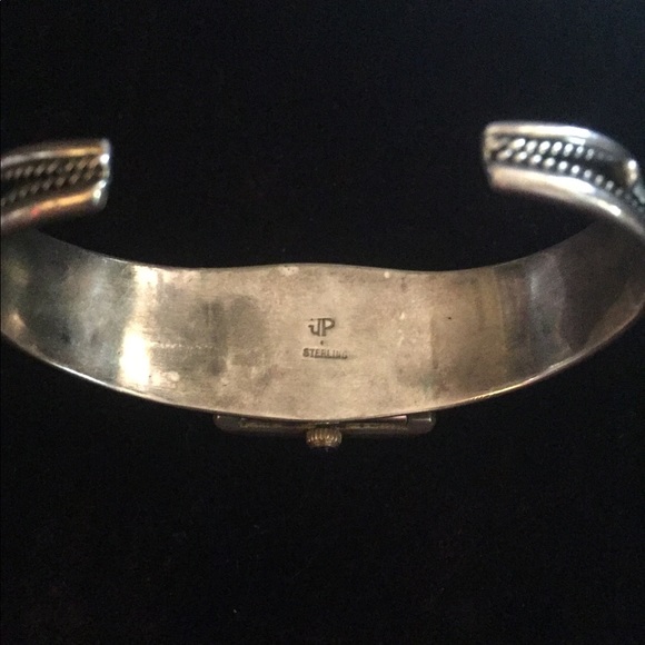 Sterling silver and turquoise watch cuff - Picture 4 of 9